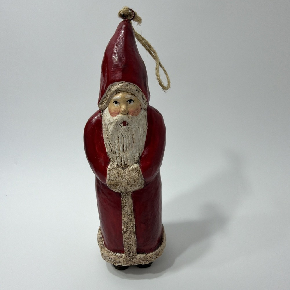 Vintage Rustic Hand Painted Santa Clause St. Nick Figurine Christmas Holiday 6”